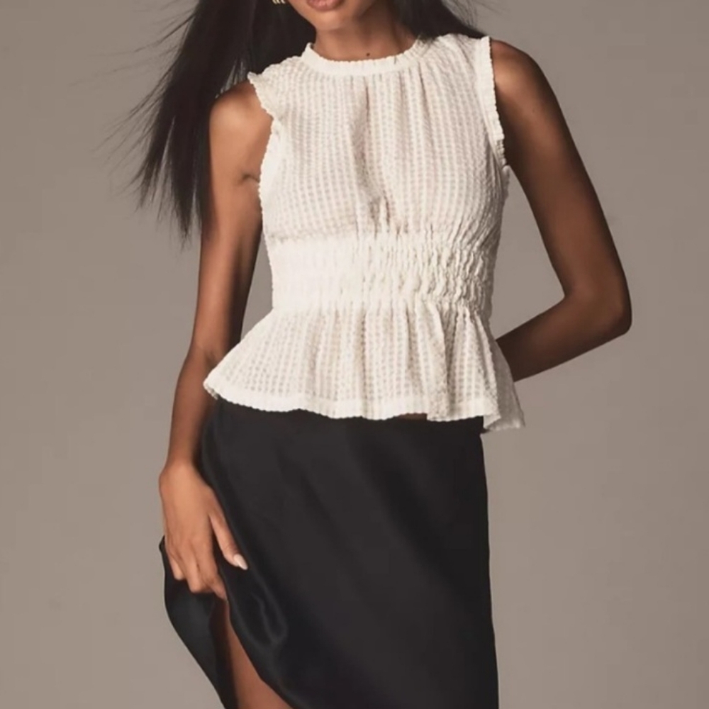 Maeve X Anthropologie Smocked Halter Top Ivory